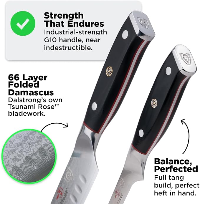 Dalstrong Slicing Carving Knife 12 inch + Boning Knife 6 inch - Shogun Series ELITE - Japanese AUS-10V Super Steel - G10 Handle - Fillet Kitchen Cooking Knife - Sheaths Inlcuded