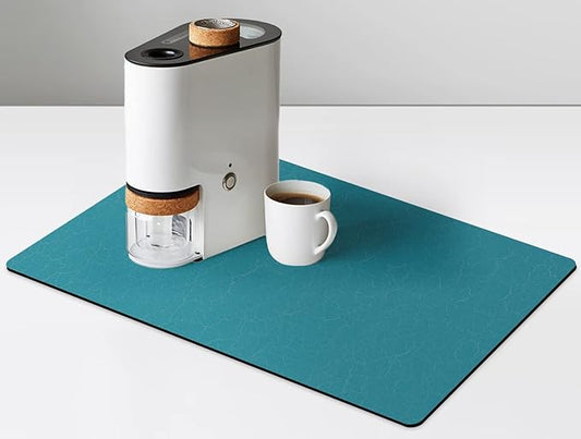 GOLENER Coffee Mat - Hide Stain Rubber Backed Absorbent Dish Drying Mat for Kitchen Counter- Bar Accessories Fit Under Coffee Maker Machine Cafe Pot Espresso Machine Dish Rack