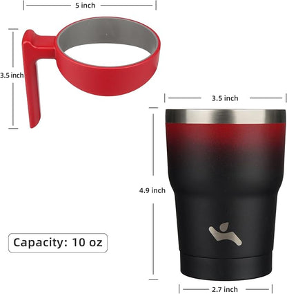 Konokyo 10 oz Tumbler with Handle and 2 Straw 2 Lid, Insulated Water Bottle Stainless Steel Vacuum Cup Reusable Travel Mug,Mystic Moon