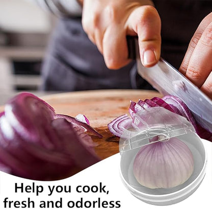 PUXING Onion Keeper - Reusable Onion Storage Container, Garlic Shaped Food Saver, Fruit & Vegetable Storage Holder, Sealing Box for Refrigerators (White)