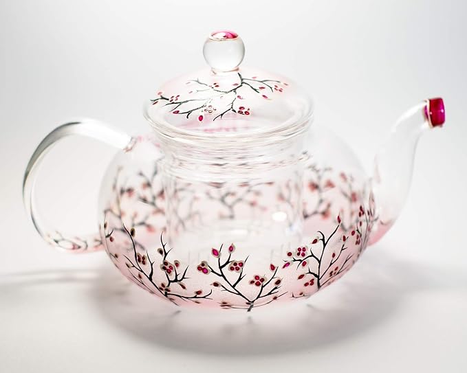 Cherry Blossom Teapot with Cups and Saucers Elegant Tea Set Women Hand Painted Personalized Mother's Day Gift Handmade Luxurious Tea Accessories for Tea Party Japanese Style Teapot Set