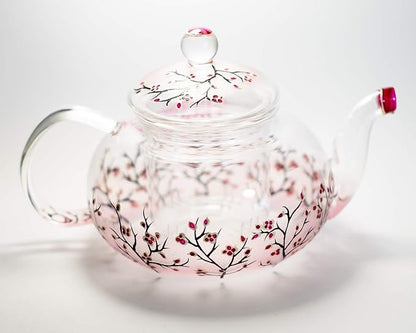 Cherry Blossom Teapot with Cups and Saucers Elegant Tea Set Women Hand Painted Personalized Mother's Day Gift Handmade Luxurious Tea Accessories for Tea Party Japanese Style Teapot Set