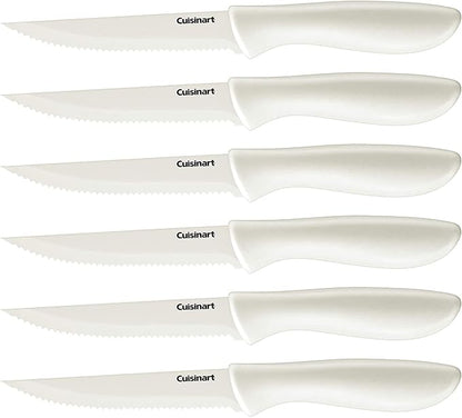 Cuisinart C55-6PCSW Advantage Color Collection 6-Piece Ceramic Coated Steak Knife Set, White