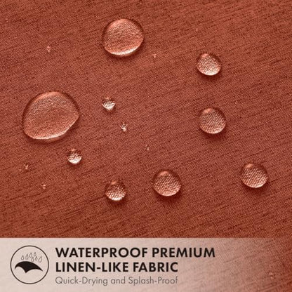 ANRODUO Burnt Orange Scalloped Linen Textured Shower Curtain, W72 x L108