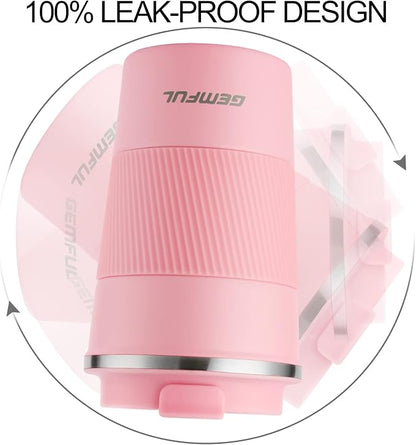 GEMFUL Travel Coffee Mug 13 oz Insulated Coffee Tumbler To Go with Lid Leak Proof Vacuum Stainless Steel Reusable for Hot Cold Drinks (Pink)