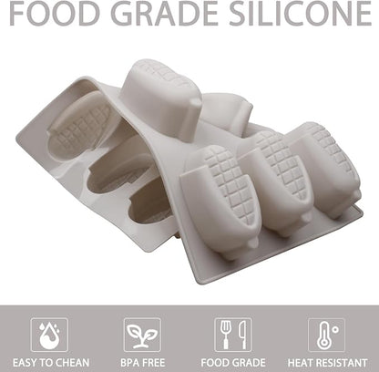 Silicone Corn Bread Mold Pan, Gray, 9-Cavity Mini Cornstick Baking Pan for Muffins, Cupcakes, Brownies, Soap Making