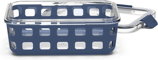 Ello Duraglass Meal Prep Container, 5 cup- Glass Food Storage Container with Silicone Sleeve and Airtight BPA-Free Plastic Lid, Dishwasher, Microwave, and Freezer Safe, Midnight