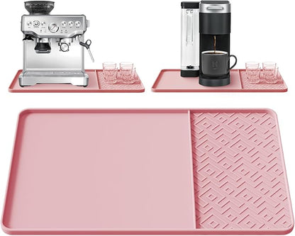 Silicone Coffee Mat with Raised Edges 24" x 16" – Waterproof Countertop Mat, Coffee Maker Pad, Espresso Machine Mat, Heat Resistant Dish Drying Mat