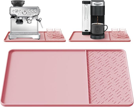 Silicone Coffee Mat with Raised Edges 24" x 16" – Waterproof Countertop Mat, Coffee Maker Pad, Espresso Machine Mat, Heat Resistant Dish Drying Mat
