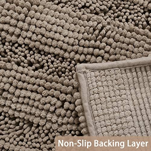 Turquoize Non-Slip Bath Runners for Bathroom Luxurious Chenille Area Rug for Kitchen Machine Washable Bath Mats for Door Mats/Tub,Size 59x20 Inch, Taupe