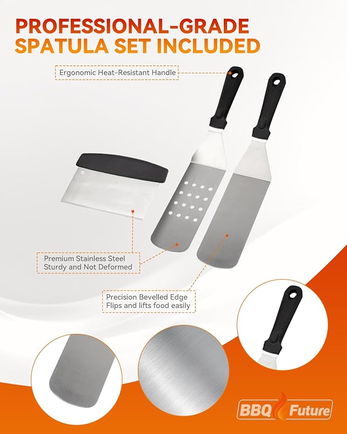 Carbon Steel Griddle for Gas Grill with Spatula Set, 24" x 10" Flat Top Griddle for Stove Top, Induction & Electric Cooktop, Double Burner Griddle Pan, Nonstick Cookware Griddle Insert