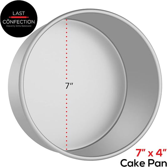 Last Confection 7" x 4" Round Cake Pan, Anodized Aluminum Cake Pan Baking Tin Mold, Professional Bakeware