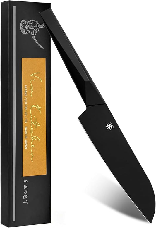 6.7 Inch Santoku Knife, Made in Japan, Matte Black High Carbon Molybdenum Stainless Steel Japanese Chef Knife with NonSlip Handle, Kitchen Knife for Modern Kitchen Gifts