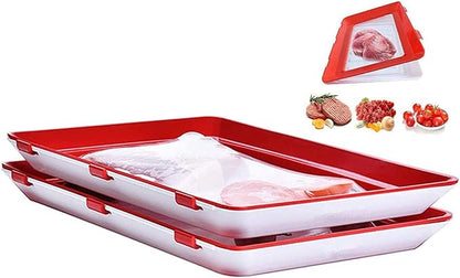 Plastic Food Preservation Trays for Storing Vegetables, Fruits, and Meat, Keeping Them Fresh, Stackable and Reusable Creative Food Preservation Trays (2 Pieces)