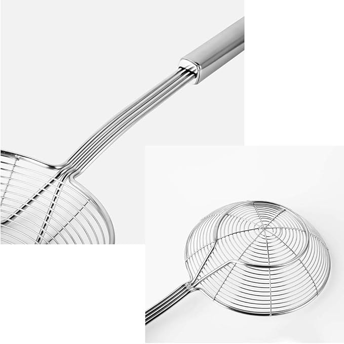 Tenta tenta kitchen Solid Stainless Steel Spider Strainer Skimmer Ladle for Cooking and Frying, Kitchen Utensils Wire Strainer Pasta Strainer Spoon. (7 inch 1pc)