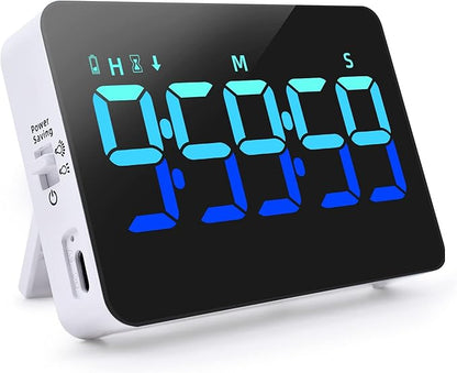 PERSUPER Kitchen Digital Timer, Count Down Up, Rechargeable, Vibration Mode Adjustable Volume and Brightness LED Display, Time Management Cook, Desk, Kids Adults Study Teaching, Kitchen Gadgets Blue