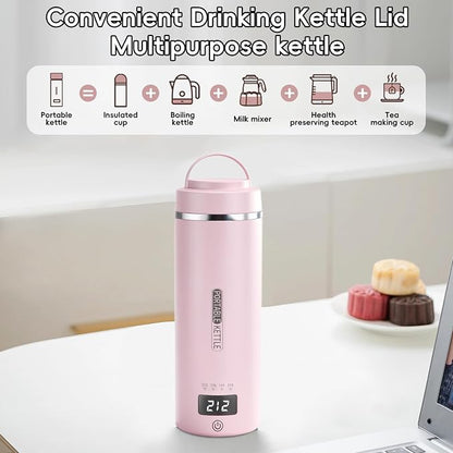 Travel Kettle, Portable Electric Kettle with 4 Temperature Controls, 304 Stainless Steel with Auto Shut-off & Leak Proof, Pink(120V)