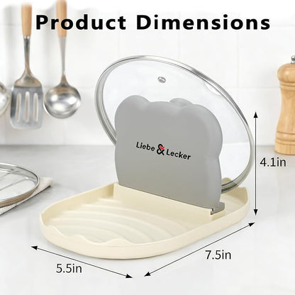 Liebe&Lecker Spoon Rest with Pot Lid Holder, 2-in-1 Upright Kitchen Organizer for Stove Top & Counter, Heat-Resistant Utensil Rest for Spatulas, Ladles & Lids, BPA-Free Kitchen Cooking Gadget