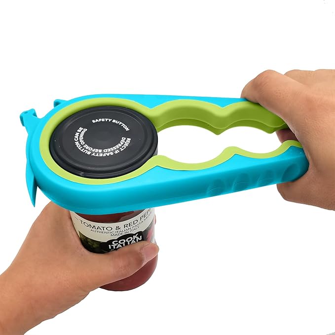 Otstar Jar Opener Bottle Opener and Can Opener for Weak hands, Seniors with Arthritis and Anyone with Low Strength, Mutil Jar Opener Get Lids Off Easily (Blue)
