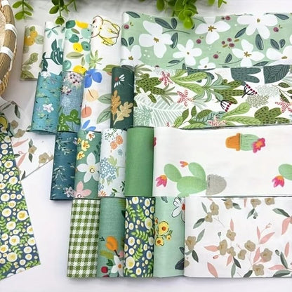 40 Pcs Jelly Roll Fabric Strips for Quilting Fabrics, Sewing Supplies 2.6 Inch Precut Cotton Fabric Bundles, Perfect for Quilt Projects,Floral Patchwork Leaf Green
