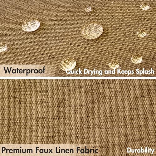 MIULEE 72"x84" Extra Long Scalloped Linen Shower Curtain Gold Brown