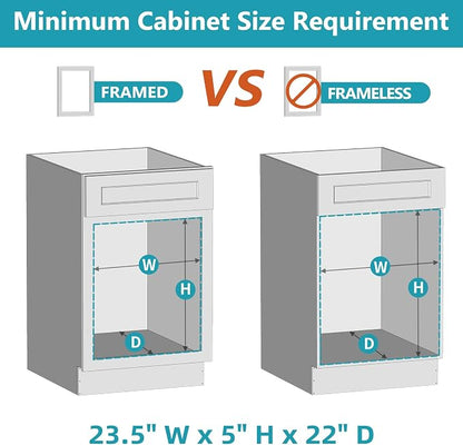 Pull Out Cabinet Drawer 22½” W x 21” D, Soft Close Pull Out Cabinet Organizer, Pull Out Shelves Requires At Least 23½” Cabinet Opening, Bottom Assembly
