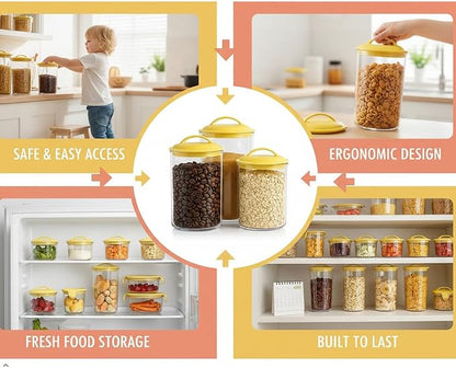 Food Storage Containers, BPA Free Airtight Canisters for Cereal, Pasta, Sugar, Coffee, Flour, Cookies, Loose Tea, for Kitchen Organization by Reston Lloyd, Set of 3, Charcoal Gray