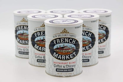 French Market Coffee & Chicory Restaurant Blend Medium-Dark Roast Ground Coffee, 12oz Can (Pack of 6)