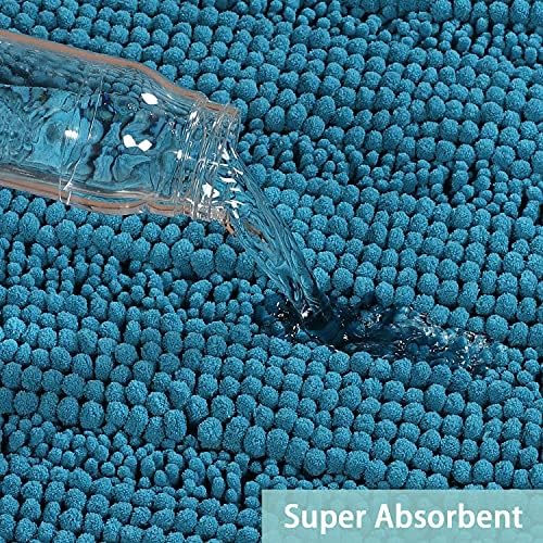2-Piece Bathroom Rug Set with U-Shaped Mat, Soft Chenille, Turquoise Blue