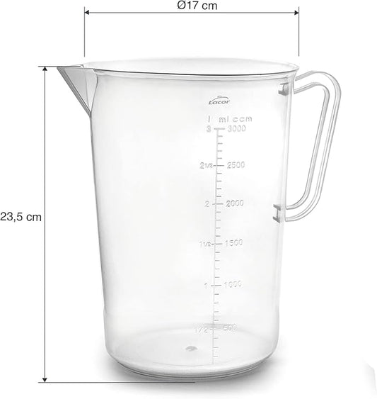Lacor - 67213 - Measuring Jug, Measuring Cup, Liquid Meter, Polypropylene, BPA Free, 17 cm, 3 L