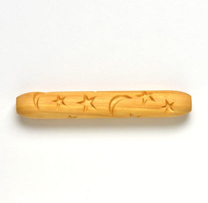 MKM Pottery Tools Wood Hand Rollers for Clay (HR-36 Stars and Moons)