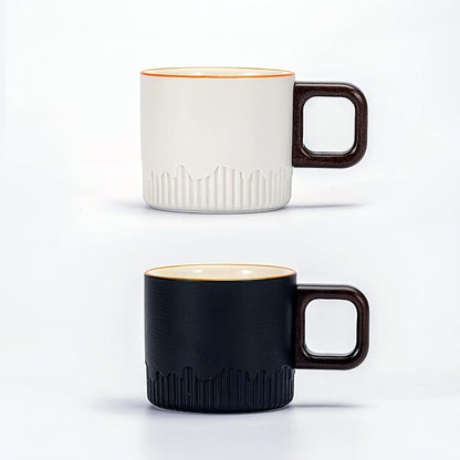 Zurucily Espresso Cups Set of 2, 2 oz Ceramic Espresso Cups, Demitasse Cups for Tea or Coffee (Black&White)