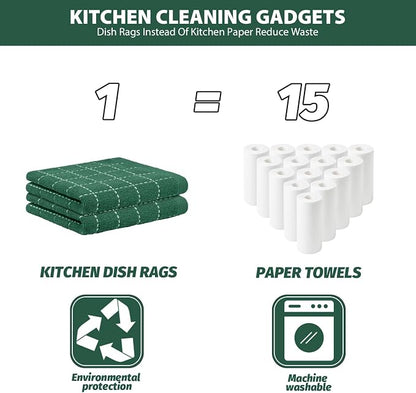Nialnant 6 Pack Terry Kitchen Towels, Dish Cloths for Washing Dishes, 100% Cotton Reusable Cleaning Rag,Ultra Soft Absorbent, Quick Drying Dish Towels for Kitchen,12x12 Inches