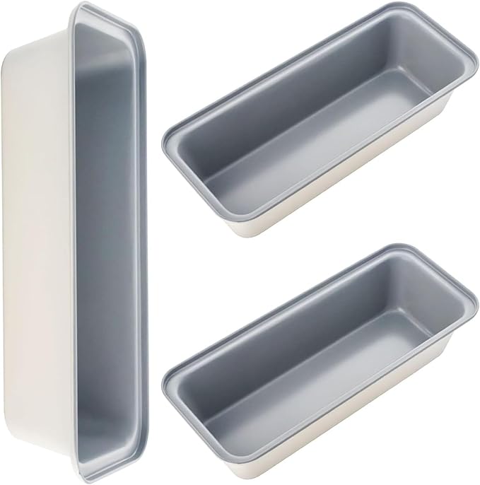 13x4 Inch Loaf Pan 3-Pack, Nonstick Carbon Steel Bread Pan for Even Baking, Long Baking Pan for Homemade Sourdough, Banana Bread & Meatloaf – Rust-Resistant, Warp-Resistant, Easy Release