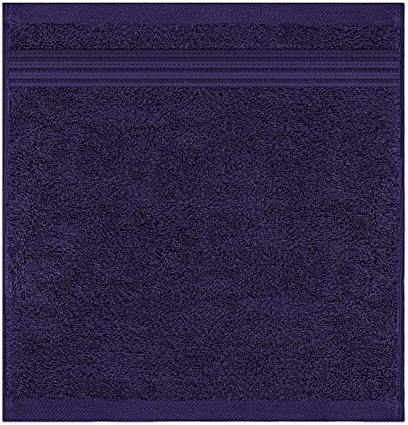 American Veteran Towel, 100% Cotton Turkish Washcloths for Bathroom Essentials 4 Pack, Soft Absorbent Wash Cloths Quick Drying Small Towels Washrags, Purple