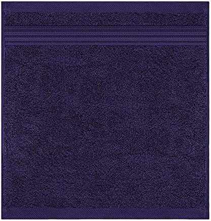 American Veteran Towel, 100% Cotton Turkish Washcloths for Bathroom Essentials 4 Pack, Soft Absorbent Wash Cloths Quick Drying Small Towels Washrags, Purple
