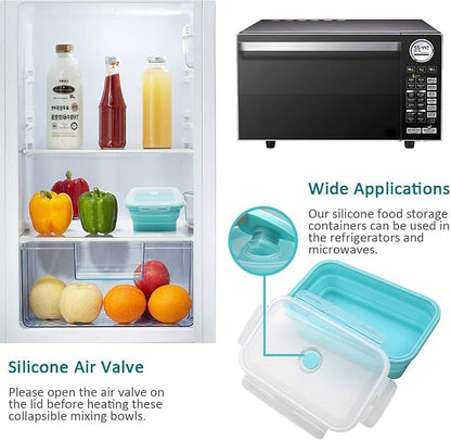 Alimat PluS 40.5oz Large Silicone Food Storage Containers with Lids, 4 Pack Set 1200ml Collapsible Meal Prep Lunch Containers, Microwave, Freezer and Dishwasher Safe