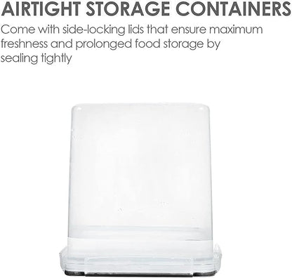 Vtopmart Food Storage Containers 2.5L / 84.5oz, 4 Pieces BPA Free Plastic Airtight Canister for Flour, Sugar, Baking Supplies, with 4 Measuring Cups and 24 Labels, Black