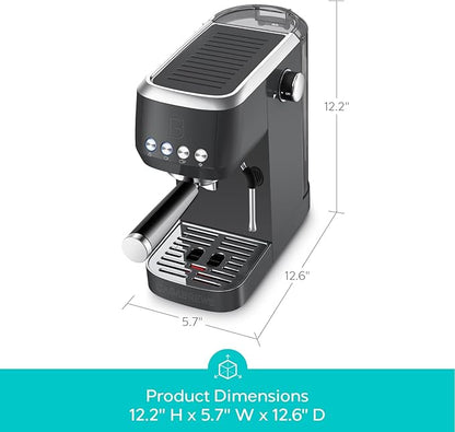CASABREWS 3700 Essential Espresso Machine 20 Bar, Professional Espresso Coffee Machine with Steam Milk Frother, Coffee Maker Cappuccino Latte Machine with 43.9oz Removable Water Tank, Black
