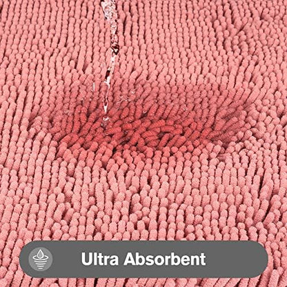 Yeaban Chenille Rose Dawn Bathroom Runner Rug 24"x60"