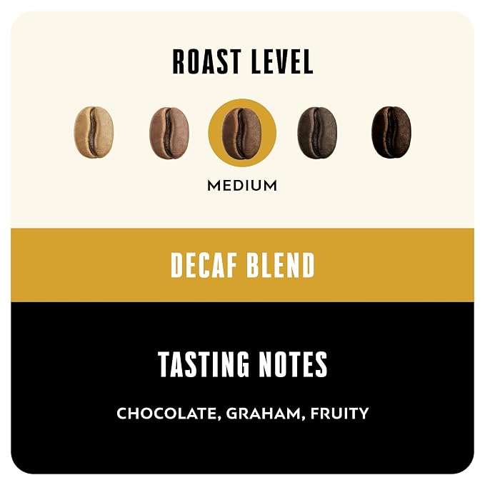 BLK & Bold Whole Bean Coffee, Coffee-ish Decaf Medium Roast, Coffee Beans, Chocolate Graham Fruit Notes, Fresh Roasted Decaf Coffee for Drip, French Press, Cold Brew & Espresso, 12 oz Bags (2 Pack)
