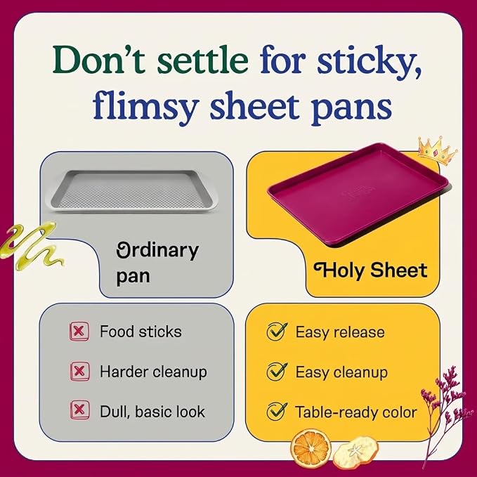 Great Jones Holy Sheet Pan (Raspberry) | Nonstick, Half-Sheet Pan | Aluminized Steel, 18.5" x 13.5" | For Baking, Roasting, & Broiling | Premium Bakeware with Even Heat Distribution | Dishwasher-Safe