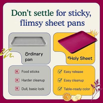 Great Jones Holy Sheet Pan (Raspberry) | Nonstick, Half-Sheet Pan | Aluminized Steel, 18.5" x 13.5" | For Baking, Roasting, & Broiling | Premium Bakeware with Even Heat Distribution | Dishwasher-Safe