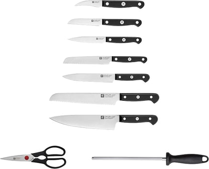 ZWILLING Gourmet 10-Piece Razor-Sharp German Knife Block Set, Made in Company-Owned German Factory with Special Formula Steel perfected for almost 300 Years, Dishwasher Safe, Acacia Block