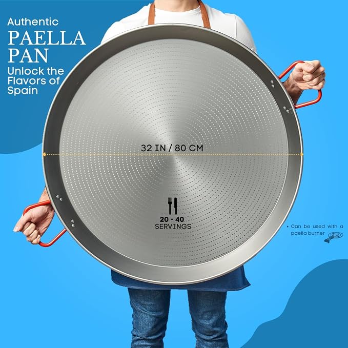Garcima Traditional Steel Paella Pan (32 inches/ 80 cm)