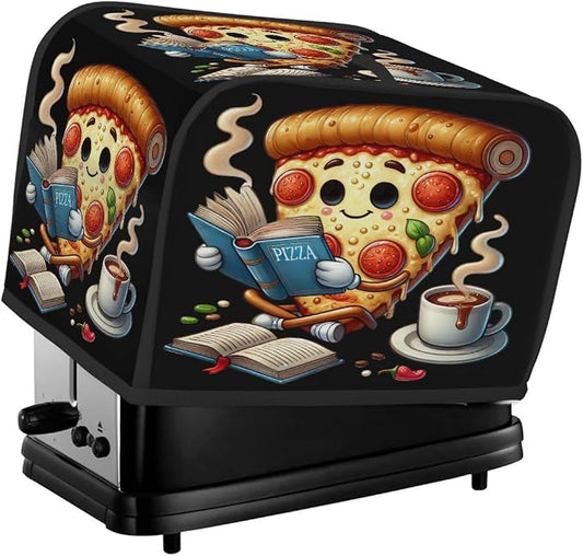 Toaster Cover 4 Slice Wide Slot Funny Pizza CoffeeBread Toaster Oven Dustproof Cover Small Appliance Kitchen Covers Dust and Fingerprint Protection for Women Gift 4 Slice