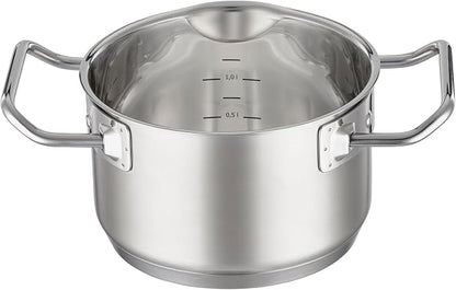 Rösle EXPERTISO Cookware Collection 6.3 in. Stainless Steel High Casserole Pot with Glass Lid