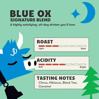 Peace Coffee Blue Ox Blend Ground Medium Roast Coffee, 12 oz, Pack of 3, Organic Fair Trade, Creamy, Mild Flavor, Shade Grown, Fresh Roasted