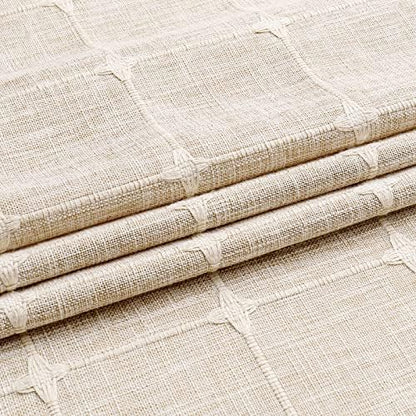 Boho Farmhouse Classic Plaid Linen Tassel Shower Curtain Grey,72x84