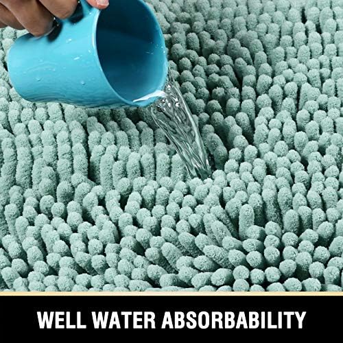 H.VERSAILTEX Bathroom Rugs Bath Mat Bath Rugs Bath Mats for Bathroom Non Slip Extra Soft Chenille Bath Rug Fulffy Shag, Indoor Rug Runner Carpet for Entry Living Room (Aqua Foam, Large 59" x 20")
